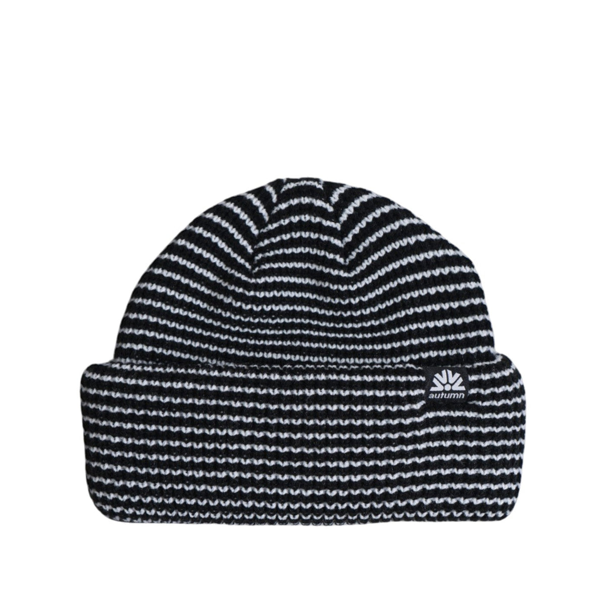 Autumn Beanie - Stripe Double Roll - Black