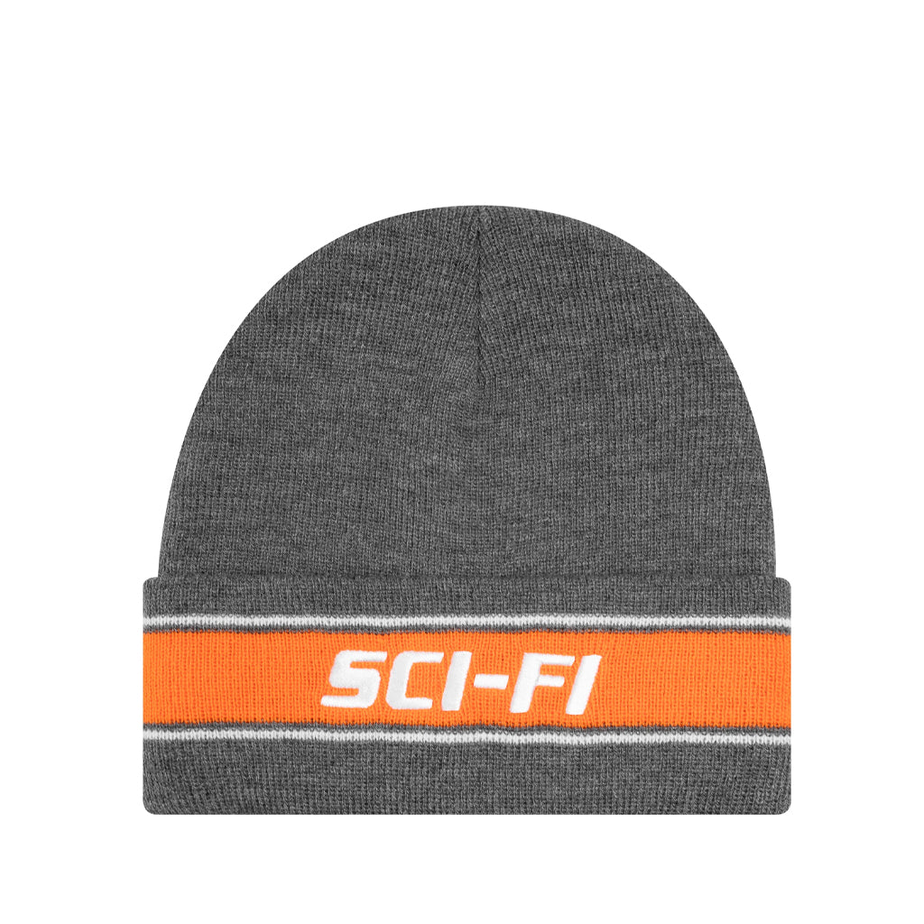 Sci-Fi Fantasy - Beanie - Striped Logo - heather grey/orange