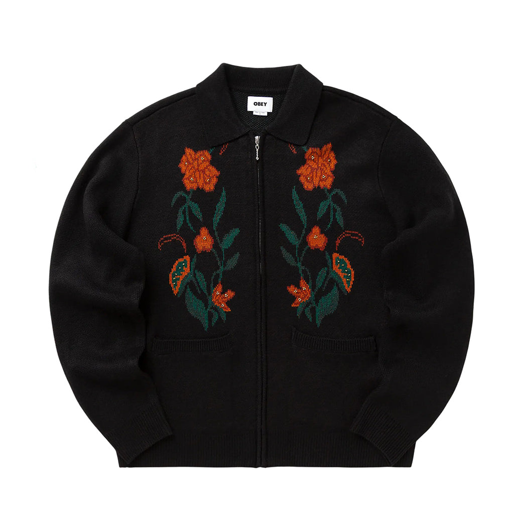 Obey Zip Cardigan "Floral" black