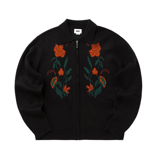 Obey Zip Cardigan "Floral" black