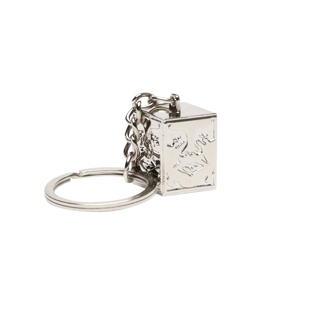 Obey Keychain "Icon Face Cube" silver