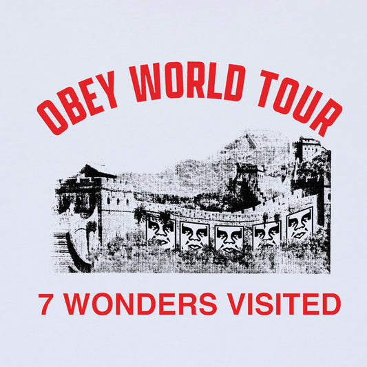 Obey T-Shirt "7 Wonders Visited" white/red