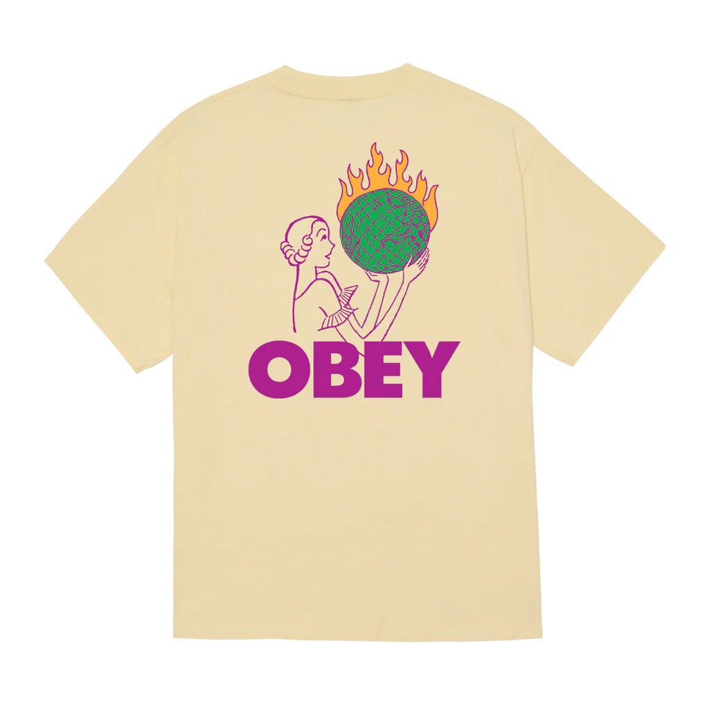 Obey - T-Shirt - World in Flames - pale yellow