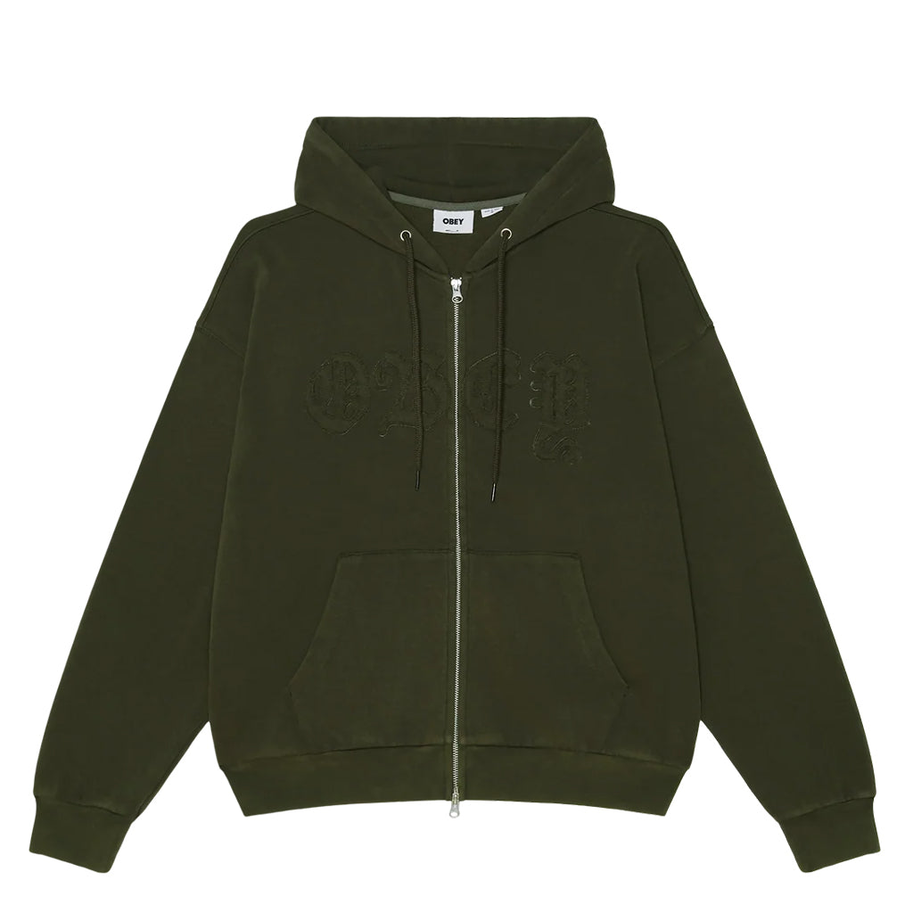 Obey Zip Hoodie "Gothic" dusty black olive