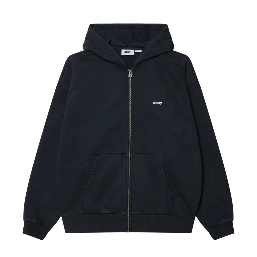 Obey - Zip Hoodie - Lowercase - pigment pirate black