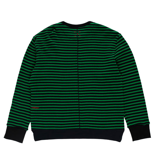 Pop Trading "Striped Waffle Crewneck" juniper/black