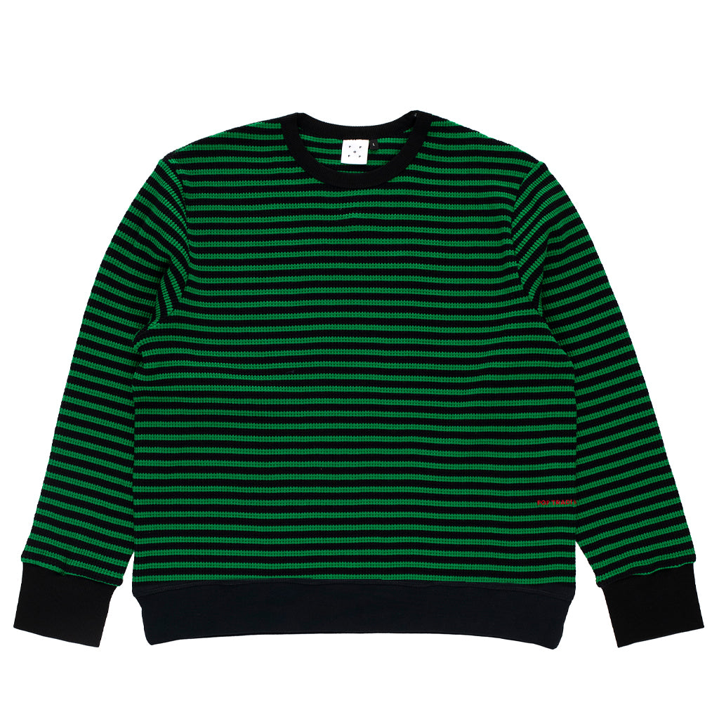 Pop Trading "Striped Waffle Crewneck" juniper/black