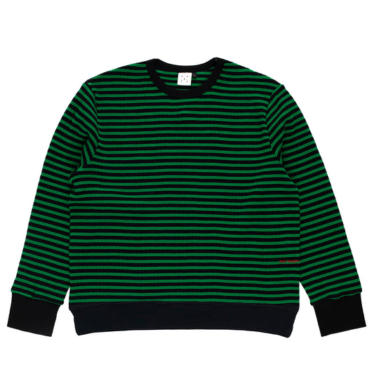 Pop Trading "Striped Waffle Crewneck" juniper/black
