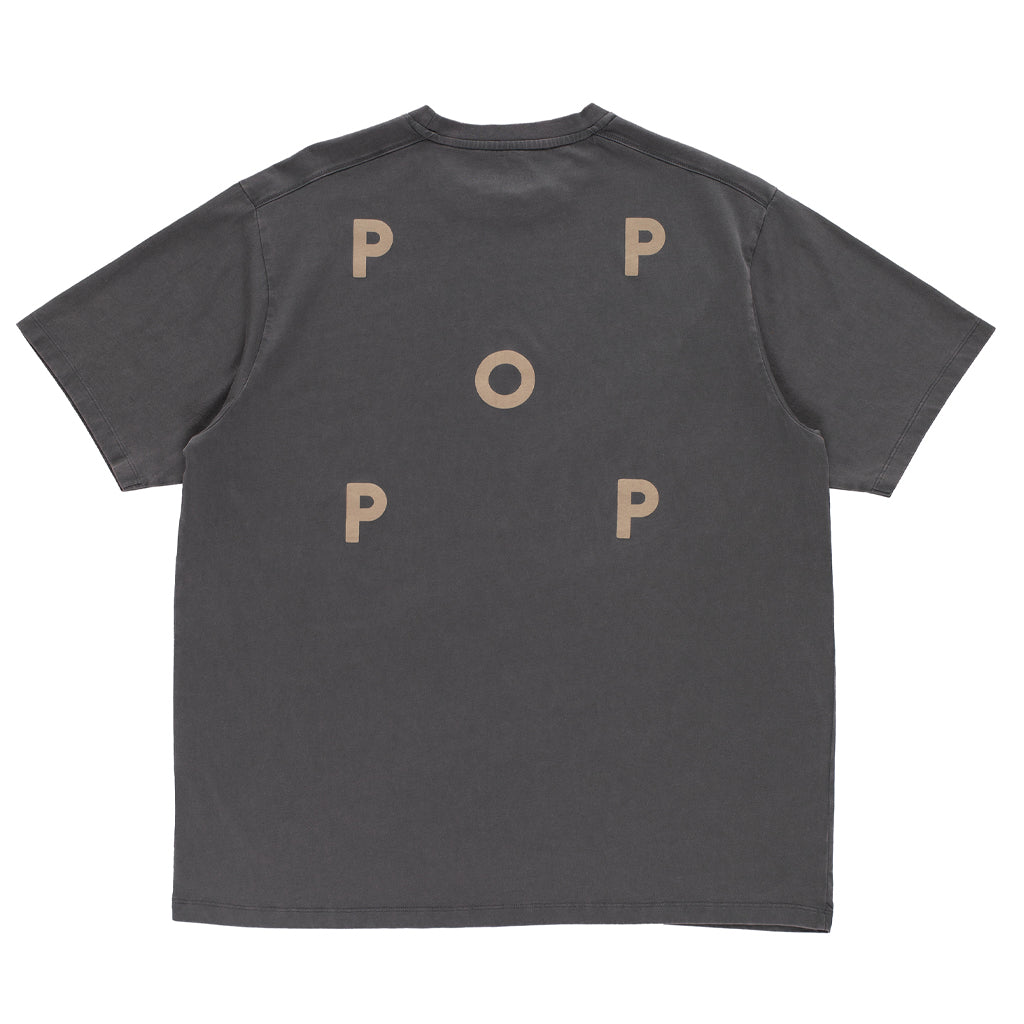 Pop Trading T-Shirt "Logo" washed charcoal/white pepper