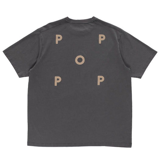 Pop Trading T-Shirt "Logo" washed charcoal/white pepper
