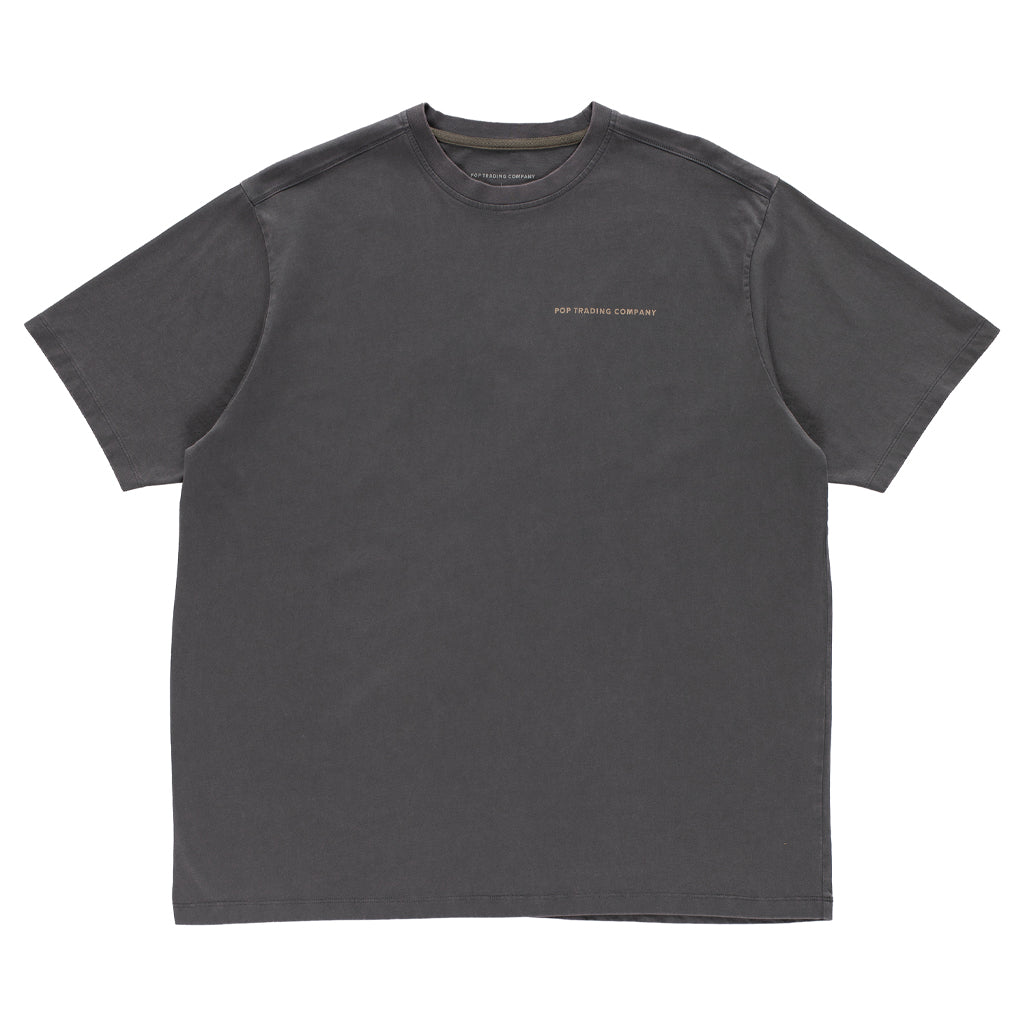 Pop Trading T-Shirt "Logo" washed charcoal/white pepper