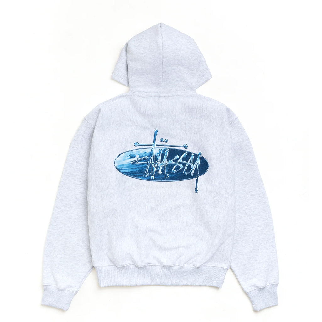 Stüssy - Hoodie - Wave Oval Hood - ash heather - Instore Only!
