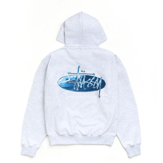 Stüssy - Hoodie - Wave Oval Hood - ash heather - Instore Only!