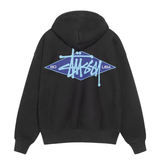 Stüssy - Zip Hood - Basic Diamond - black