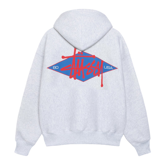Stüssy Zip Hood "Basic Diamond" ash heather