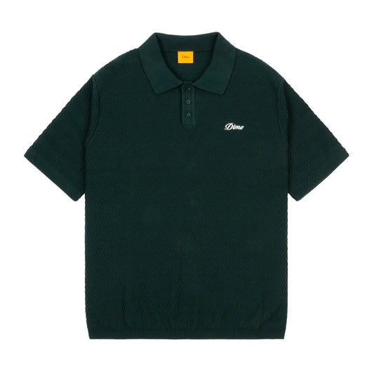 Dime Polo "Wave Cable" Knit forest