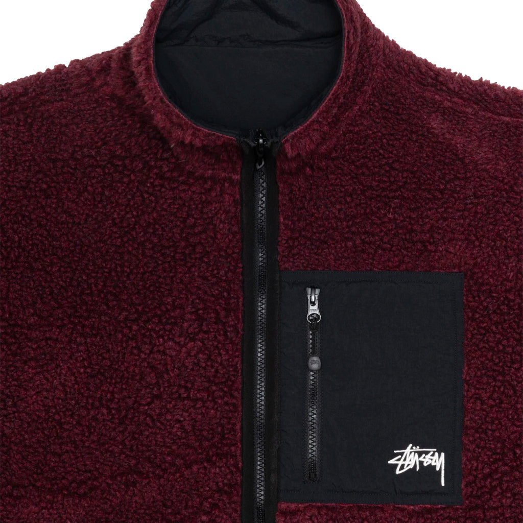 Stüssy - Jacket - Sherpa Reversible Jacket - burgundy