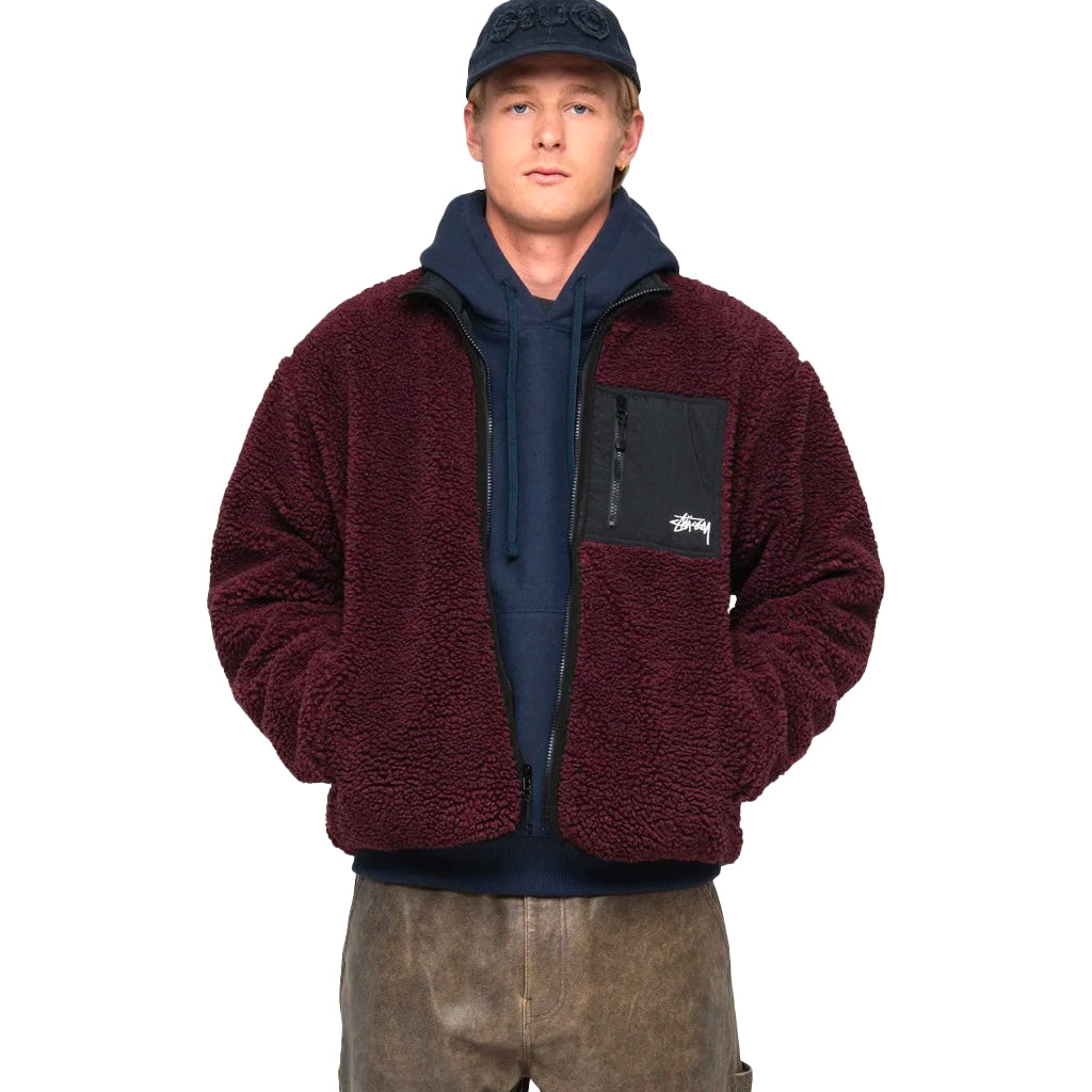 Stüssy - Jacket - Sherpa Reversible Jacket - burgundy
