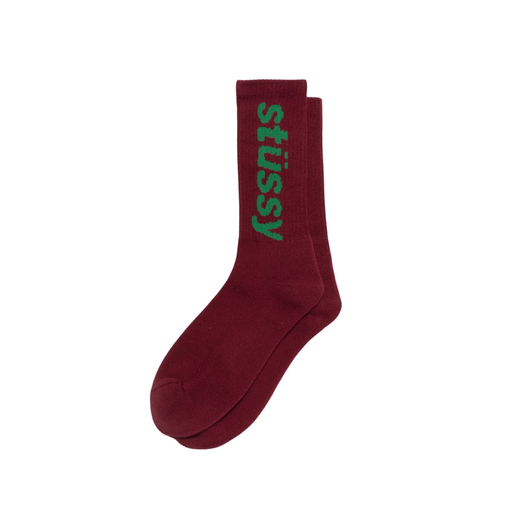 Stüssy - Socks - Helvetica Crew - wine/forest